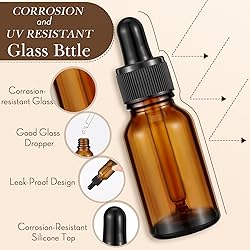 Tanlade 200 Pack 15ml Dark Dropper Bottles 1/2 oz