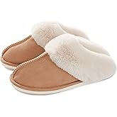 Donpapa Womens Slipper with Memory Foam Fluffy Soft Warm Slip On House Slippers Anti-Skid Cozy Plush for Indoor Outdoor