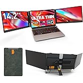 One Cable Connection Laptop Screen Extender Monitor Portable, Ultra Thin 14.2" 1080P FHD Lightweight Triple Screen,Fit for 13-17" Laptop, Plug & Play Compatiable with Win/Mac/Chrome/Android/Switch