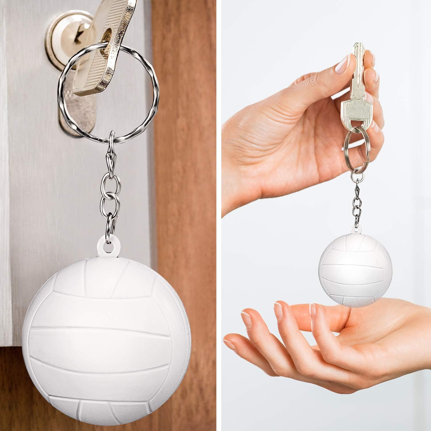 Blulu 20 Pack White Volleyball Keychains for Party Favors, School Carnival Reward, Party Bag Gift Fillers (Volleyball Keychains, 20 Pack): Home & Kitchen