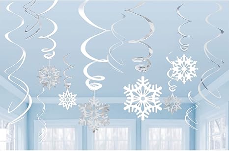 Amazon Com Toyland 12 Silver White Hanging Snowflake Swirl