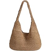XquiziFit Beach Bags for Women Boho Straw Purse Summer Woven Shoulder Bag Handbag Crochet Mesh Tote Bag Vacation Purse