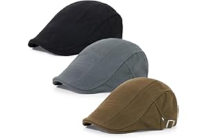 Geyanuo 3Pcs Cotton Newsboy Hat for Men Cool Adjustable Flat Cap