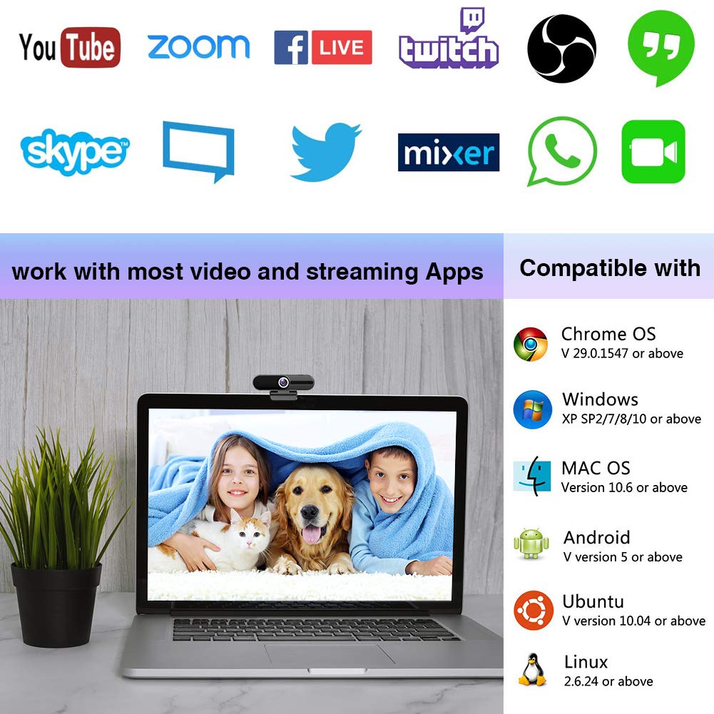 GoHZQ 4K Webcam With Microphone,8 Megapixel Web Cam,Ultra HD Web Camera ...