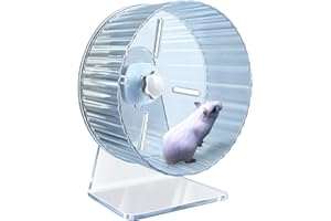 lazYYzal Silent Hamster Wheel, Super-Silent Hamster Exercise Wheels Accessories, Quiet Running Wheels, Adjustable Stand for Hamsters Mice Or Other Small Animals (Ф 6.7 inch, Transparent)