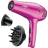 Conair Hair Dryer with Retractable Cord, 1875W Blow Dryer, 3 Heat Settings, 2 Speeds, Blow Dryer with Diffuser and Concentrat
