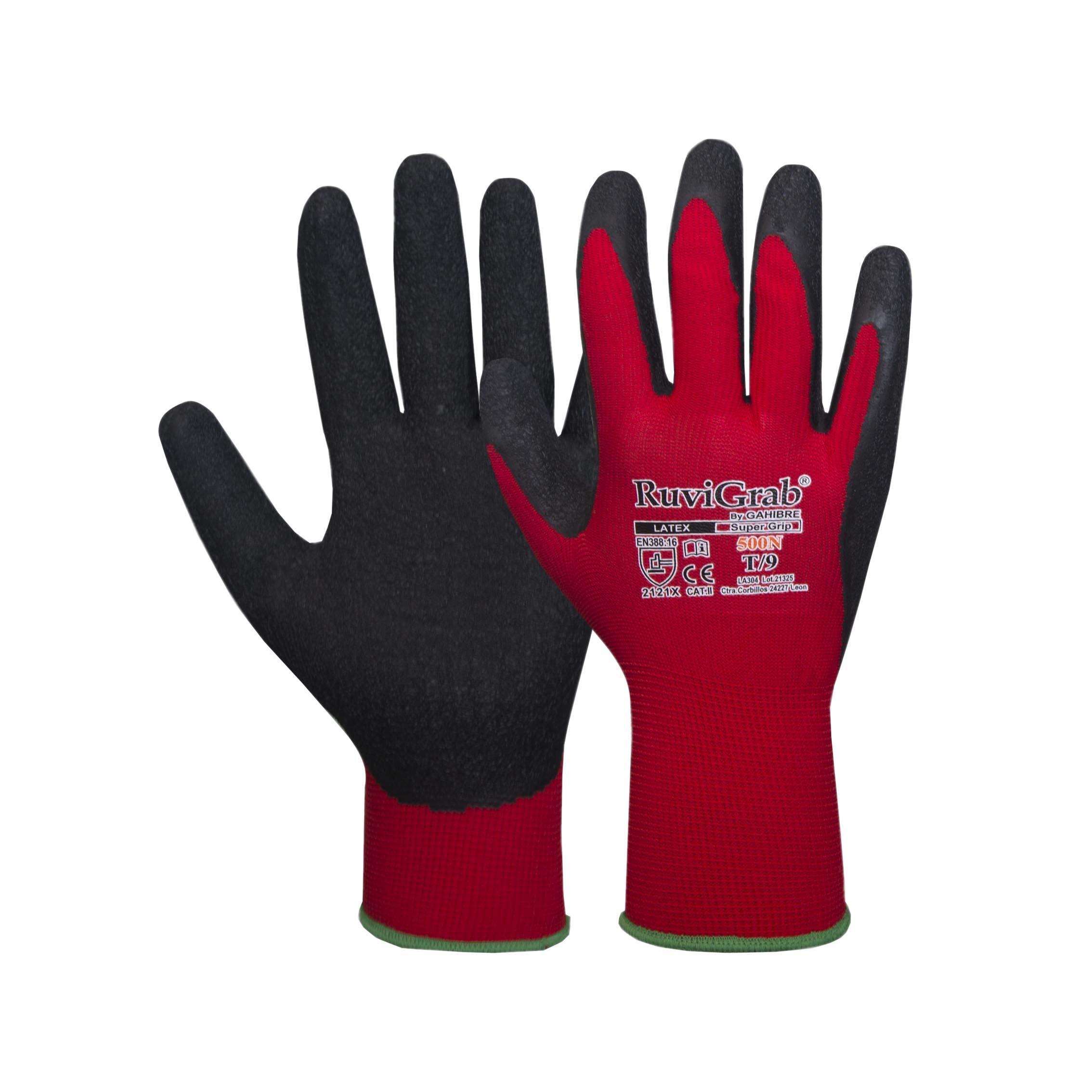 Ruvigrab Nylon Support Glove, Natural Rough Latex Coating