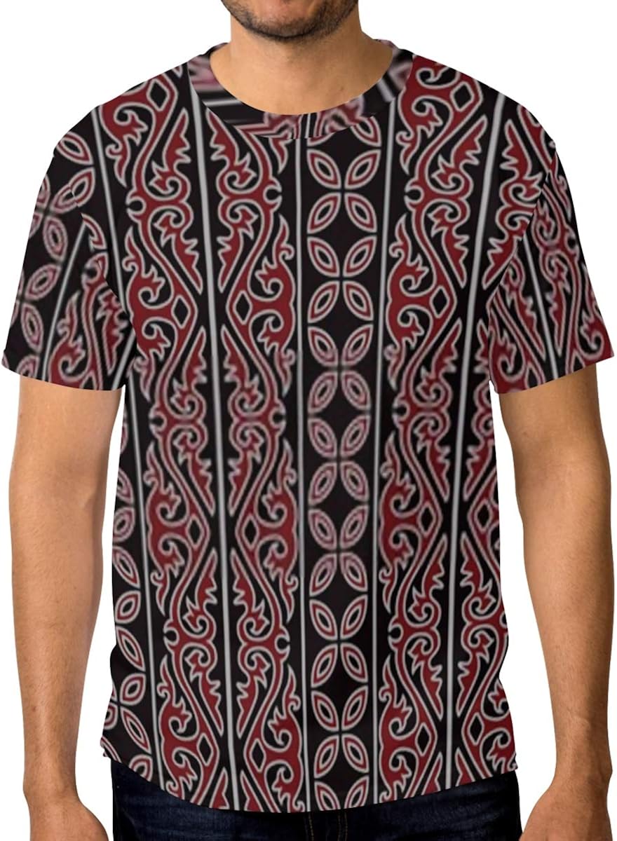 Lixwu Men S Print Casual T Shirt Indonesian Traditional Batik Patterns Medan North Lightweight Men S Short Sleeve Fashion Beach Shirt Amazon Com