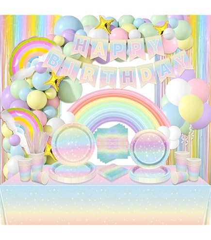 Rainbow Brite Birthday Party Supplies - 8 Ponytail Extensions Bundle