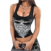 SOLY HUX Women's Y2k Goth Graphic Print Tank Top Scoop Neck Sleeveless Streetwear Going Out Crop Tops