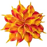 Crafjie 22pcs 13.4 Inch Orange Flowers Artificial Calla Lily Flowers, for Home Decor for Spring Flowers, Home Kitchen, Wedding Decorations, and centerpieces(Sunset)