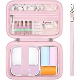 Supmay Hard Case for iDPRT/PRT/HPRT Portable Sticker Maker Machine Sticker Printer, Mini Thermal Printer Bluetooth Portable Storage Case with Mesh Pocket for Roll Paper, Pink