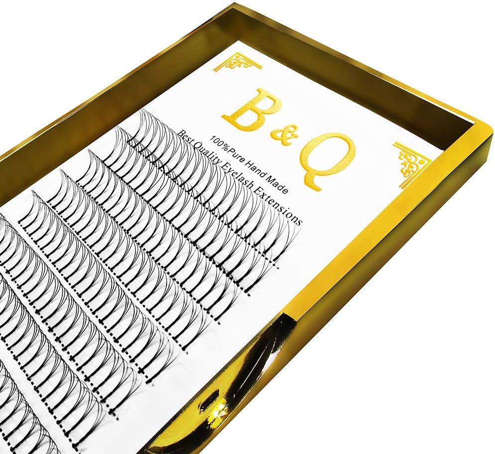 Premade Volume Eyelash Extensions 3D 4D Long Stem Premade Volume Fans C curl D curl 0.07 0.10 Russian Volume Eyelash Extensions 8-15mm Length B&Q Lash
