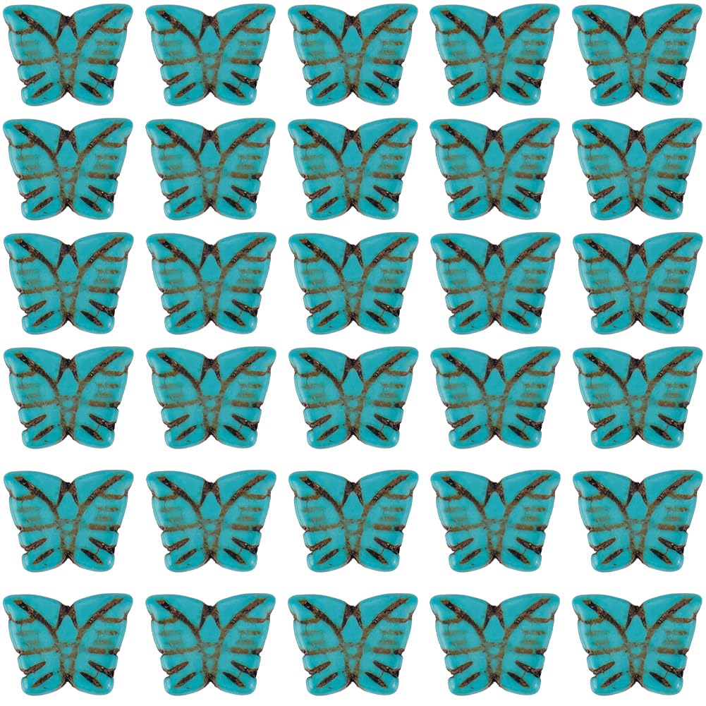 SUNNYCLUE 1 Box 150Pcs Blue Howlite Turquoise Beads Turquoise Bead Animal Butterfly Shaped Synthetic Healing Energy Gemstone Loose Bead Strands for jewellery Making Bracelet Earrings DIY Craft Women
