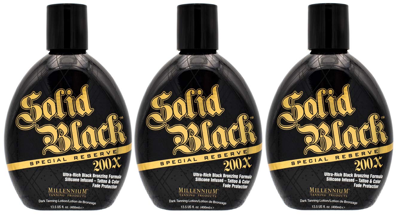 Millennium TanningSOLID BLACK Special Reserve 200x Ultra Rich Black Bronzer 13.5 fl oz (3 BOTTLES)