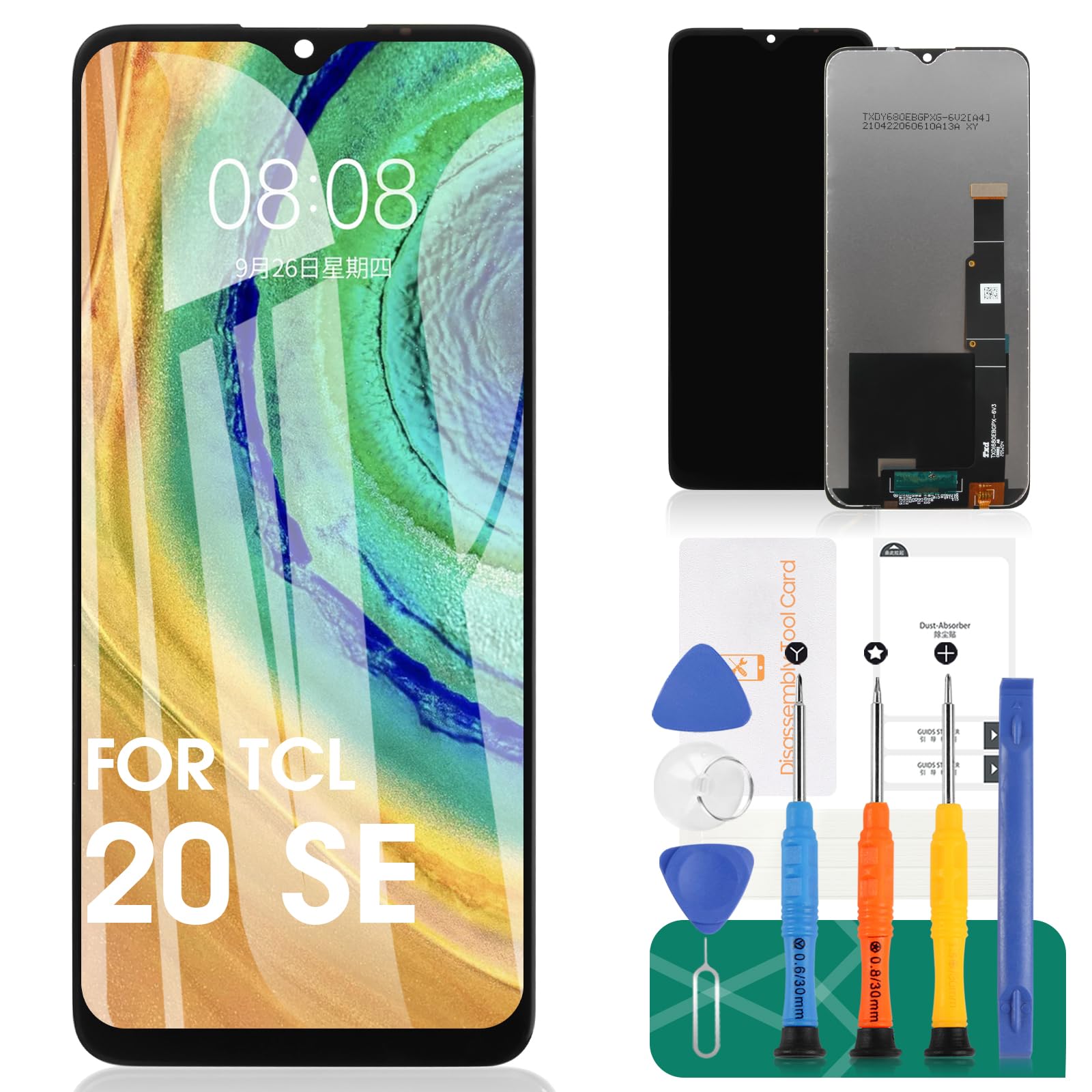 For TCL 20 SE LCD Screen For 20 SE Screen Replacement T671H LCD Display T671F Touch Digitizer Assembly T671O,T671E Repair Parts Kits(Black)