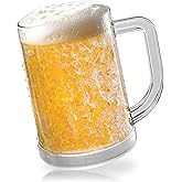 COBOPANDA Beer Mugs for Freezer, Double Wall Insulated Plastic Glasses,13 oz Clear Plastic Frozen Beer Mug with Handle, Perfect Ice Cup for Home Party 1Pack