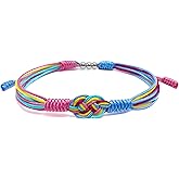 HARACRAFT Infinity Love Bisexual Pansexuality LGBTQIA+ Pride Lesbian MLM Love Wrist Wrap Bracelet, Boho Rope Bracelet Bangles for Women Men Thread for Him and Her