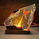 Epoxy Fire Dragon Resin Lamp, Handmade Resin Night Light with USB Port, Multi-Color LED Light, Ideal Home Bedroom Decor, Unique Birthday Holiday Gifts for Father Men Husband Boyfriend Him Kids (6"x4")