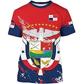 BJU Panama Flag T-Shirt Country Flag Badge Tee Print Crewneck Short Sleeve Fashion Casual Top Unisex