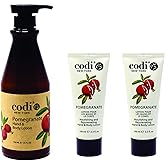 CODi Pomegranate Lotion - Body and Hand Lotion with Pump for Women and Men - Pomegranate Body Lotion with Wonderful Pomegranate Scent - Less Greasy, Quick Absorbent - 1 750ml Bottle and 2 100ml Tubes