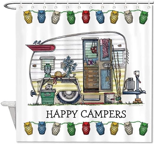 Amazon Com Mesllings Shower Curtains Rv Happy Campers Polyester