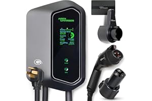 APEXCHARGER MACH 1: Fast 48 Amp Level 2 EV Charger, Wall-Mount Electric Vehicle Charging Station, 200-240V Hardwire or NEMA 14-50. J1772 car Connector & Tesla NACS, Indoor/Outdoor, 30ft Cable evse Adapter