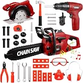 Vextronic Kids Tool Set with Electric Toy Chainsaw and Drill, 36-Piece | Realistic Sounds and Action, Kid-Friendly Design, Hands-On Play for Hand-Eye Coordination and Fine Motor Skills