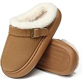 sinceslim Close Toe Slip On Cotton Slippers with Breathable Faux Fur Memory Foam House Slippers for Women Warm Fuzzy Indoor Slippers with Non-Slip Rubber Sole