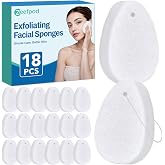 Exfoliating Facial Sponge, 18 Pack Tear Drop Face Scrubber for Deep Cleansing &amp; Makeup Removal, Reusable Face Exfoliator Pads for Blackheads &amp; Dead Skin, Quick-Dry Hanging Design for Daily Use