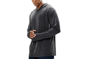 MIER Men's UPF 50+ Sun Protection Hoodie Long Sleeve SPF Fishing Hiking Running Thumbhole Shirts Hooded Quick Dry Lightweight