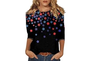 SLQDGMRYZ 3/4 Length Sleeve Womens Tops Casual Loose Fit Crewneck T Shirts Cute Solid Three Quarter Length Tunic Tops