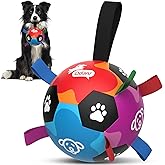 QDAN Dog Toys, Durable Dog Balls with Straps to Keep Them Busy, Outdoor Dog Soccer Ball for Small Medium Large Pets, Birthday