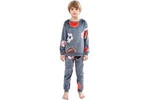 V.&GRIN Boys Fleece Pajamas, Soft Cozy Pullover Sweatshirt Pants Set for Kids 7-16 Years