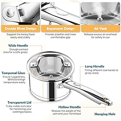 P&P CHEF 1 Quart Saucepan with Lid Set, Stainless