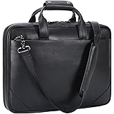 Leather Slim Briefcase for Men 15.6" Laptop Crossbody Messenger Bag Business Work Lawyer Attache Case