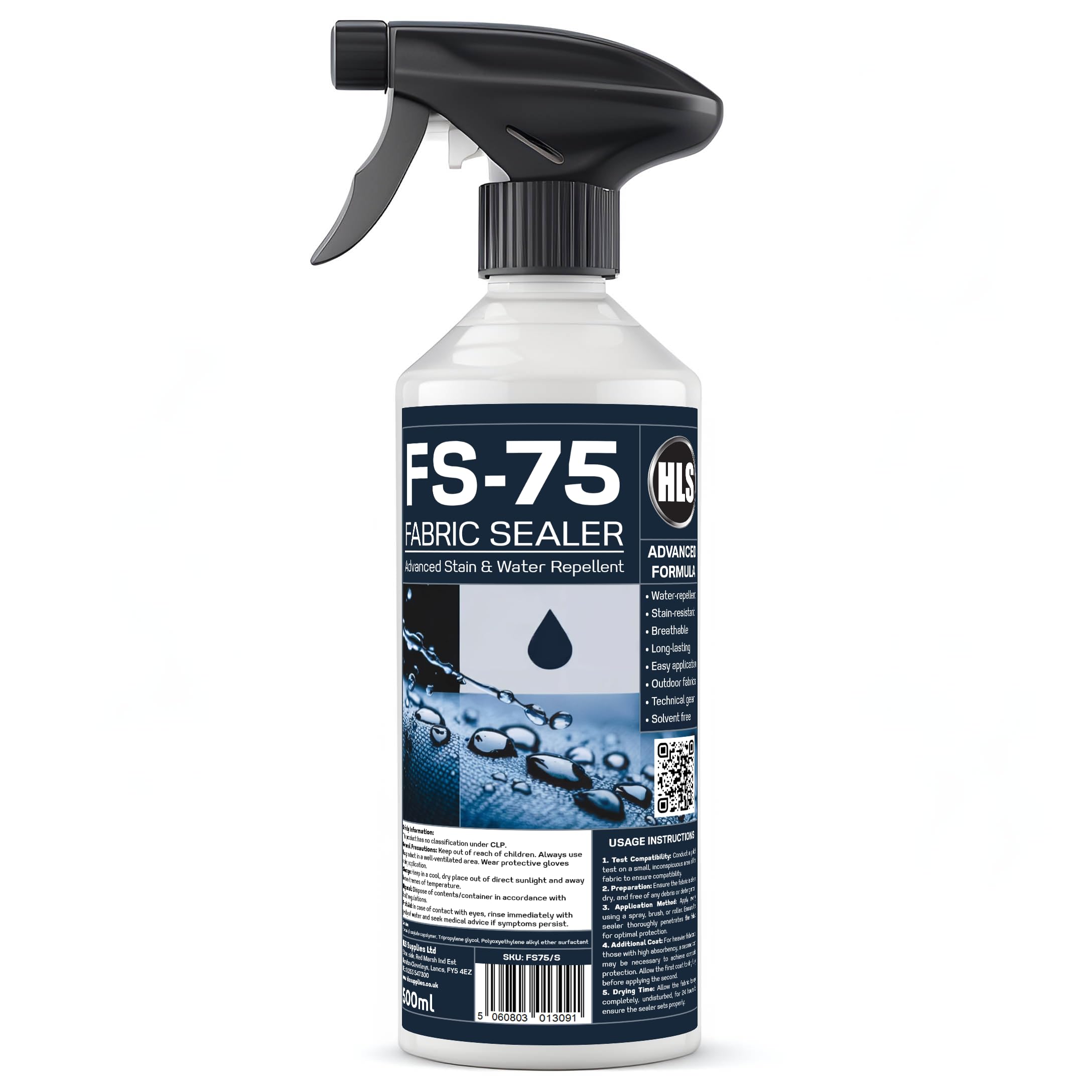 HLS Supplies 500ml FS-75 Fabric Sealer - Waterproof Spray for Fabric - Tent Waterproofing for Awnings, Boat Covers, Garden Furniture
