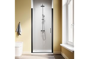 SL4U Pivot Shower Door, 34" W x 72" H, 1/4" Tempered Glass Shower Door, Pivot Swing Shower Glass Door, Easy to Clean, Matte Black Finish