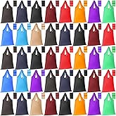 Sanwuta 50 Pack Durable Colorful Folding Reusable Grocery Bags Handles Bulk Reusable Grocery Bags Shopping Foldable Kitchen Large Washable for Pocket Lightweight Polyester with Handles, 11 Colors