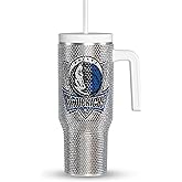 Hydrapeak x NBA Officially Licensed Dallas Mavericks Voyager 40 oz Stainless Steel Bling Tumbler with Handle, Insulated Rhinestone Water Bottle With Straw & Lid, Includes Gift Box