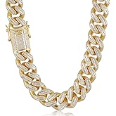 PY BLING Full Iced Out 18mm Thick Cuban Link Chain for Men Miami Cuban Necklace/Bracelet White Gold/18K Gold Plated 5A+ Cubic Zirconia Bling Simulated Diamond Hip Hop Jewelry for Men Women 8.5"-28"
