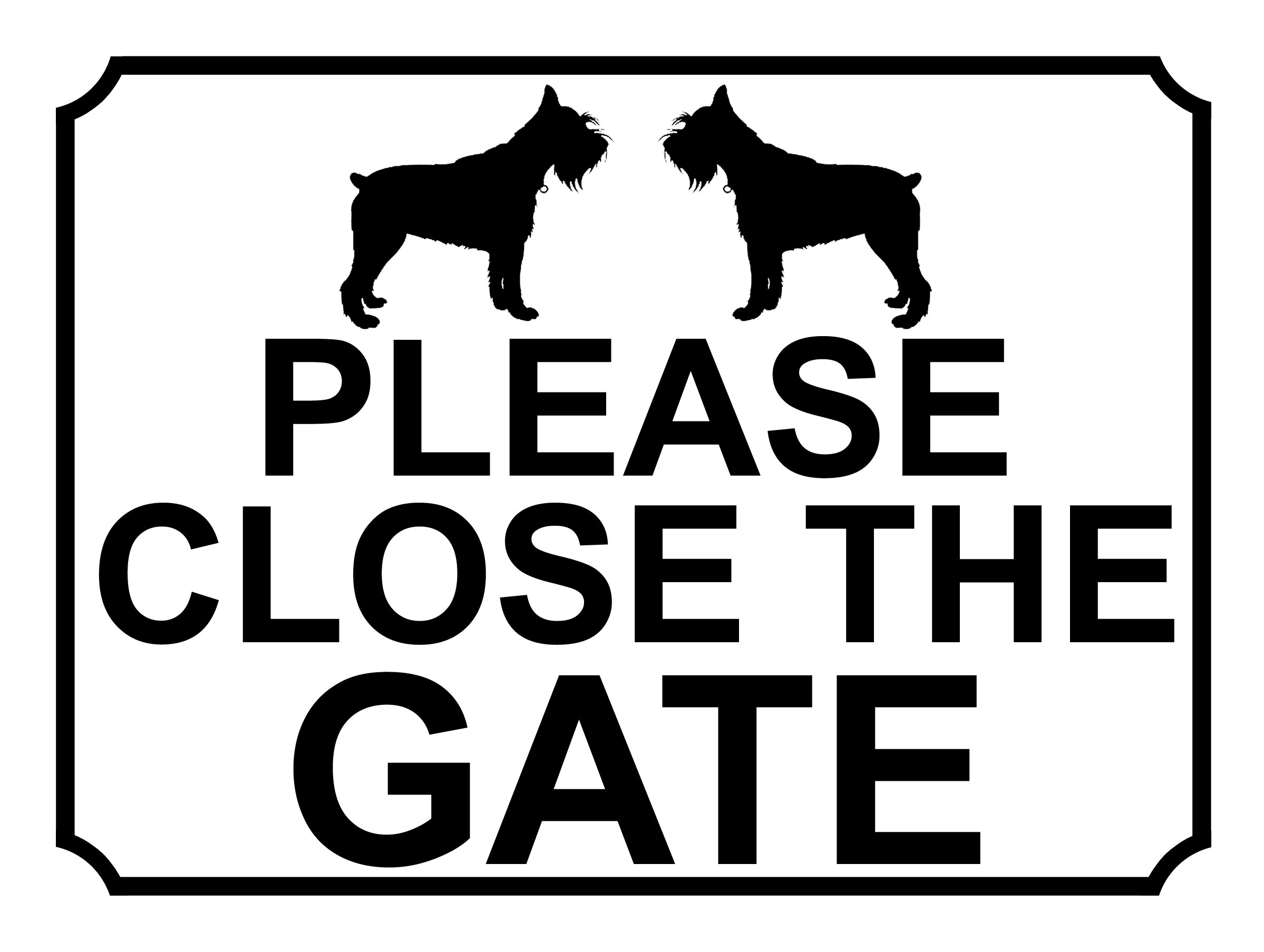 SHAWPRINT PLEASE CLOSE THE GATE DOG THEME METAL SIGN 267MM X 200MM (512H1L) LARGE 10" X 8"