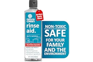 Nature Clean All Natural Dishwasher Rinse Aid Cleaner, Liquid Dishwasher Rinse Agent for Spot-Free Glass & Cutlery in Hard Water, Non Toxic Dish Washer Rinse Aid & Stain Remover, 8 oz/250ml, Pack of 1