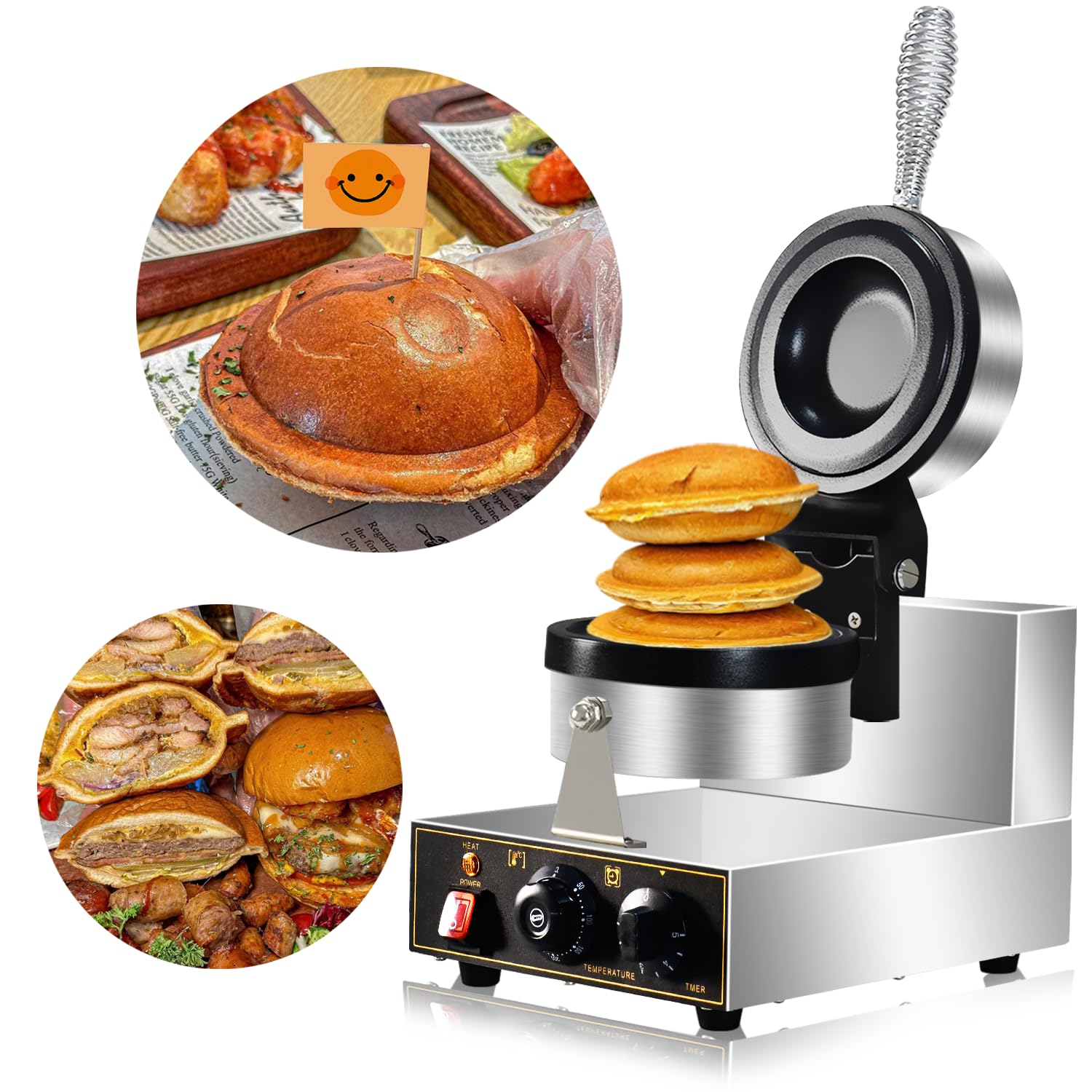 Photo 1 of Ice Cream Burger Maker, UFO Burger Maker, Ice Cream Filling Waffle Maker, Hamburger Waffle Maker Sandwich Press, Non Coated, Household Or Commercial.