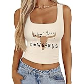 Cowgirl Crop Top Women Country Concert Tops Western Cowboy Tank Tops Country Music Cami Sleeveless Tops