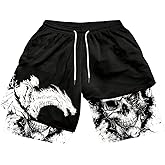 GORGLITTER Men's Graphic Anime Gym Shorts Y2K 2 in 1 Basketball Athletic Workout Drawstring Drippy Shorts
