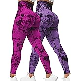 Rugkey Scrunch Butt Lift Leggings for Women Tie Dye High Waist Seamless Workout Yoga Pants Ruched Booty Compression Tights