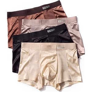 2026 New Ice Silk Satin Men’s Boxer Briefs, Mesh Breathable Underwear,4Pack | Seamless No Ride Up,u-Pouch,Delicate Silk-Like