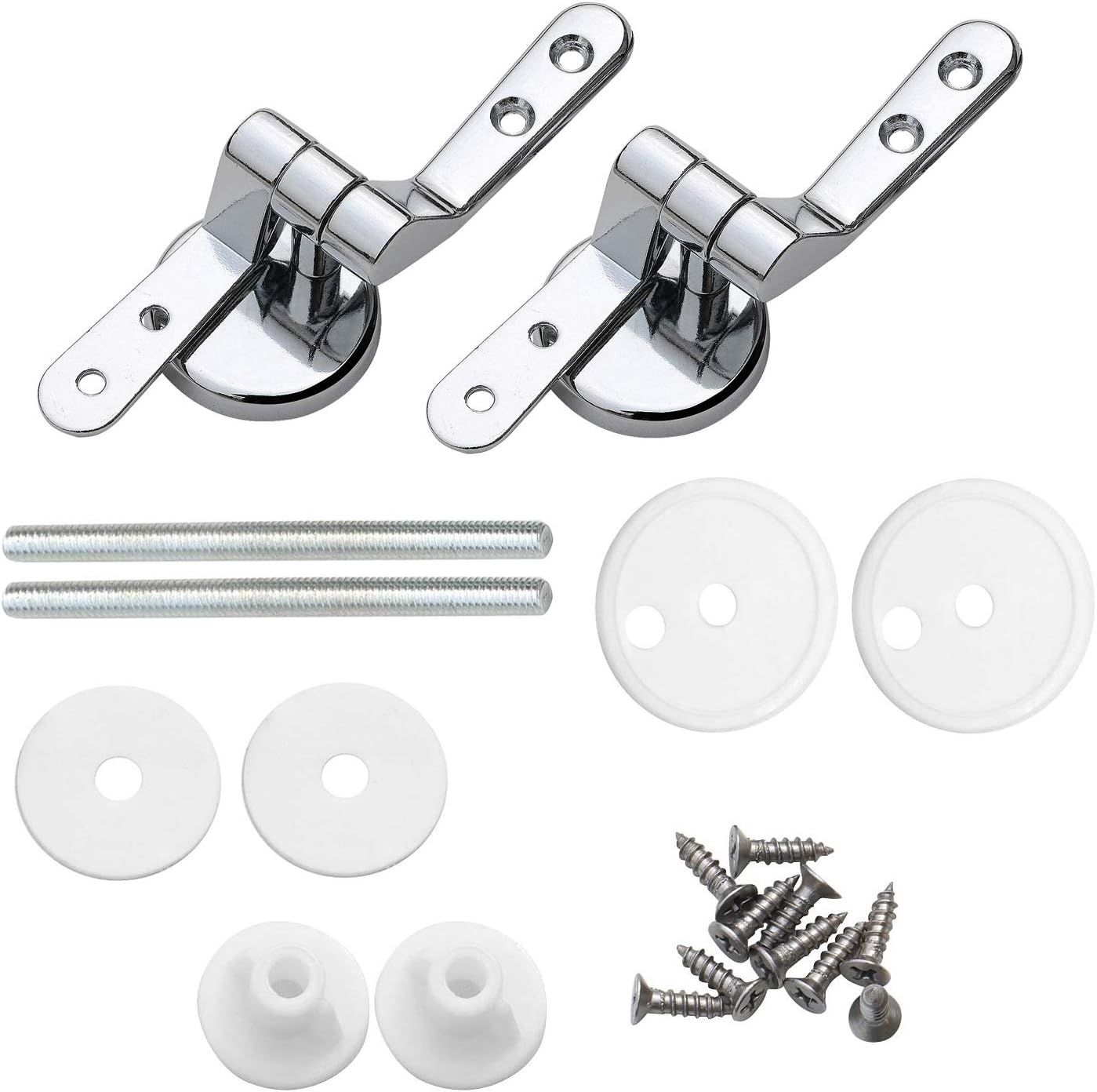 Set Cerniere Per Sedile WC - Cromate, Con Dadi E Rondelle, Facili Da Installare