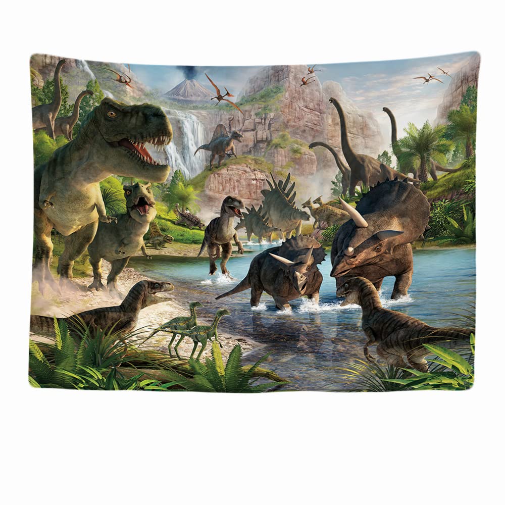 Ulticool – Decorative Wall Tapestry Bedroom - Dinosaur Group T-Rex - 200 x 150 cm Large – Fabric Wallpaper – Tapestry Aesthetic Wall - Panoramic Decoration